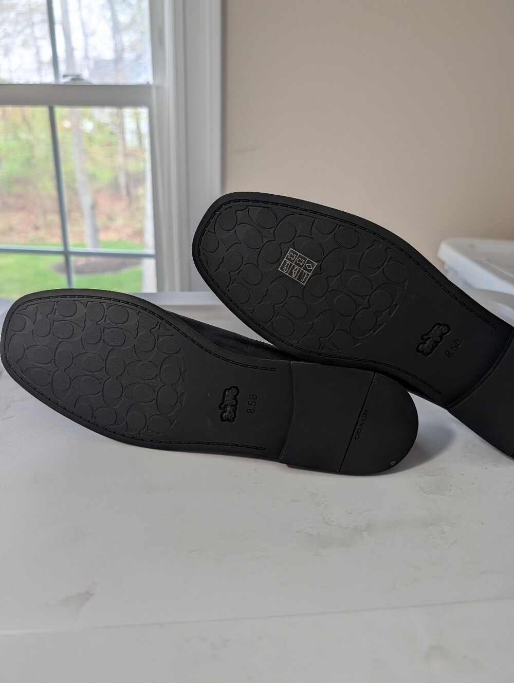 Coach Black Leather Ballet Flats with Elastic Strap - Picture 4 of 4